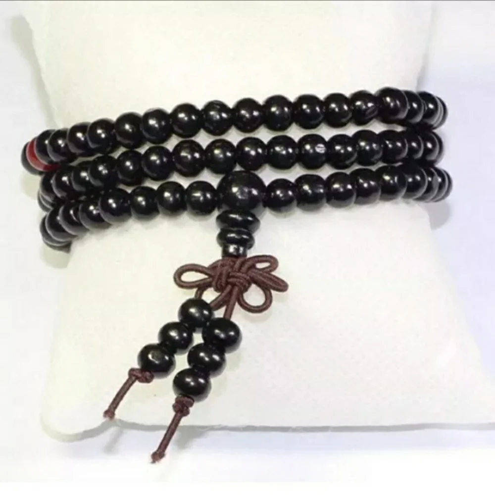 Mala Bead Yoga Sandalwood Wood Bracelet Red or Black Rosewood Bracelets
